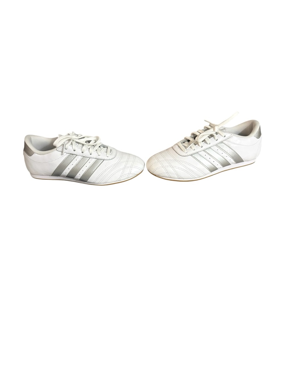 adidas White Sneakers with Silver Stripes - Women's